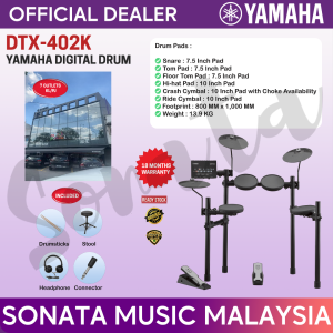 YAMAHA MUSIC ORIGINAL QUALITY DTX-402K DIGITAL DRUM SET KIT HOME PRACTICE - PACKAGE C