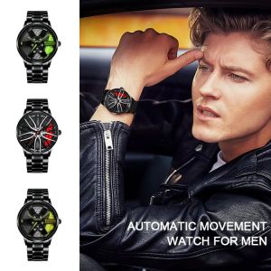 Sport Mens Watch 3D Stainless Steel Car Wheel Dial Waterproof  Car Wheel Rim Watch for Men