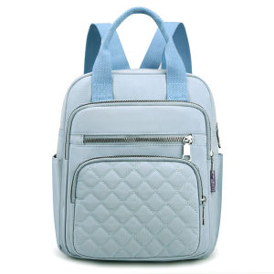 New Womens European Style Nylon Diamond Quilted Small Square Top Handle Backpack