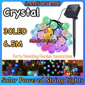 Crystal String Lights Solar Powered Waterproof 6.5m 30 LED Lights Garden Party Table Indoor Bedroom Decorations