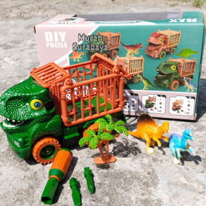 DIY Puzzle Murah Mainan Kebun Binatang Mobil Figure Set Animal 9918 |Mainan Mobil Dinosaurus Truck Bisa Di Bongkar Pasang Set 3 Macam Obeng | Mobil Pengangkut Hewan Karakterr Dino Bahan Plastik Ukuran Besar Tanpa Menggunakan Baterai
