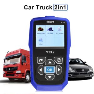 NEXAS NL102 รถบรรทุกหนักวินิจฉัยสแกนเนอร์ OBD2 รถยนต์และรถบรรทุก 2 ใน 1 กับรถบรรทุกเครื่องยนต์ดีเซลเบรกแบตเตอรี่จอภาพเครื่องมือวิเคราะห์ ABS วอลโว่ฮีโน่ ISUZU EOBD รถบรรทุกสแกนเนอร์