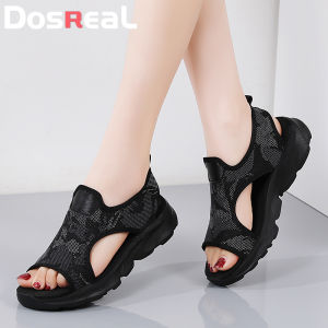 DOSREAL Flat Sandals for Women Korean Sandals Big Size 35-42 High Quality Slip On Open-Toe Slides Slippers Outdoor Sport Platform Shoes Women Beach Summer Shoes