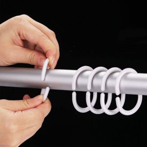 DUOJI สีขาว/ดำ งอได้ อุปกรณ์ห้องน้ำ สำหรับห้องน้ำในห้องนั่งเล่น ที่แขวน ห่วงหนีบ ตะขอม่าน ห่วงเกี่ยว วงแหวน