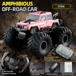 Amphibious 4WD RC Off-Road Vehicle Monster King 360 °   Spin 2.4GHz Dual Control Waterproof Modular Land & Water