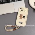 เคสโทรศัพท์ Samsung Galaxy S24 Ultra + Plus 5G 4G 3D ลายการ์ตูนเคสปกป้องเลนส์รูปหมียิ้มมีสไตล์ฝาครอบซิลิโคนนิ่มป้องกันการกระแทกพร้อมสายคล้อง2024. 