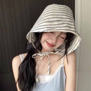 THANKSKY Vành rộng Mũ chống nắng Vành mũ rộng Chống tia cực tím Mũ xô Giảm béo Có thể gấp lại Mũ ngư dân sọc Mùa hè