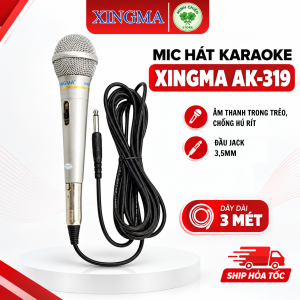 Micro Karaoke Có Dây Xingma AK-319 - Mic Hát Karaoke Gia Đình Âm Thanh Trong Trẻo Chống Hú Lọc Tạp Âm Dây Dài 3m