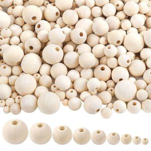 SFHDF Handmade 6-25mm Wooden Bracelet Jewelry Making Lead-Free Unfinished Round Balls Necklace Accessories Loose Beads Wood Beads