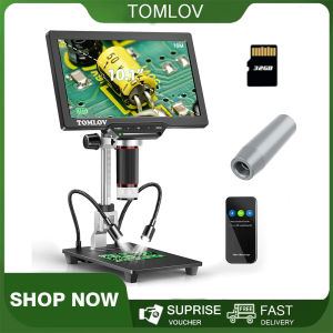 TOMLOV DM202 10.1 Inch HDMI LCD Digital Microscope16MP Coin Microscope with Screen for AdultsSoldering MicroscopeTV/Windows/Mac Compatible32GB Card Included(Optional 10" STAND HOLDER)