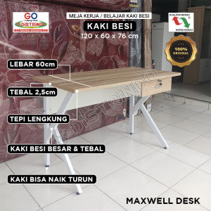 Distrindo - Meja Kerja Tulis Belajar Kaki Besi Daun Meja Kayu Tebal 25cm Finishing PVC Tahan Air