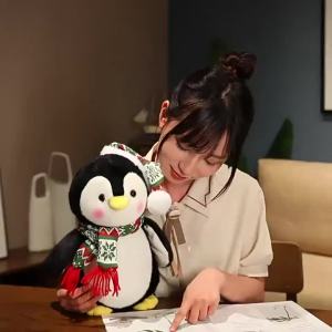 Christmas Penguin Stuffed Plush Toy Doll Cute Soft Scarf Hat Penguin Doll Christmas Gift