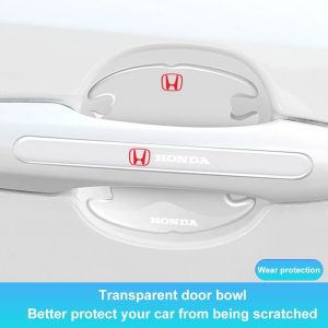 8ชิ้นชามประตูรถจับสติ๊กเกอร์ป้องกันการชนกันสำหรับ Honda Civic Accord Fit Crv Hrv Jazz City CR-Z Element Insight MDX S2000