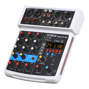 AUDIO ELEMENT 4 Channel mini DJ Audio Sound Mixer Interface with MP3、 USB Bluetooth Stereo Recording 48V Phantom Power 24 DSP for karaoke performance church singing 、 podcas streaming