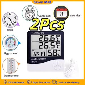 2Pcs Indoor LCD Electronic Humidity Meter Digital Thermometer Hygrometer Temperature Alarm Clock