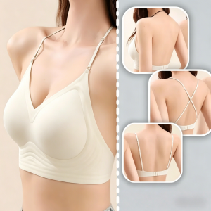 Boulder 3pcs Push Up Bra For Women No Steel Ring Solid Color Seamless Bra Comfortable Striped Bra Halter Neck Thin Straps Invisible Wireless Bra Women