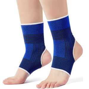 1Pair Knitted Compression Ankle Brace Sock Elastic Breathable Ankle Support Sleeve for Sport Running Cycling Basketball Football