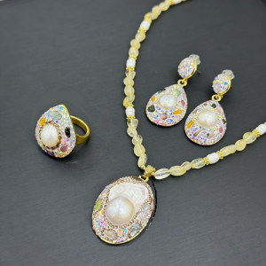 Handmade Baroque Pearl Quartz Crystal Jewelry Sets for Women Freshwater Pearl Amethyst Citrine Necklace Gem stone Earring Rings H260610