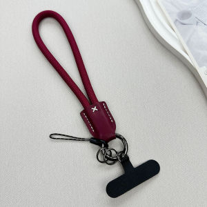 BESTOUR Pu Leather Head Braided Rope Phone Chain Women Fashion Luxury Phone Clip Lanyard Cute Nylon Anti-Lost Rope Keychain Phone Accessories
