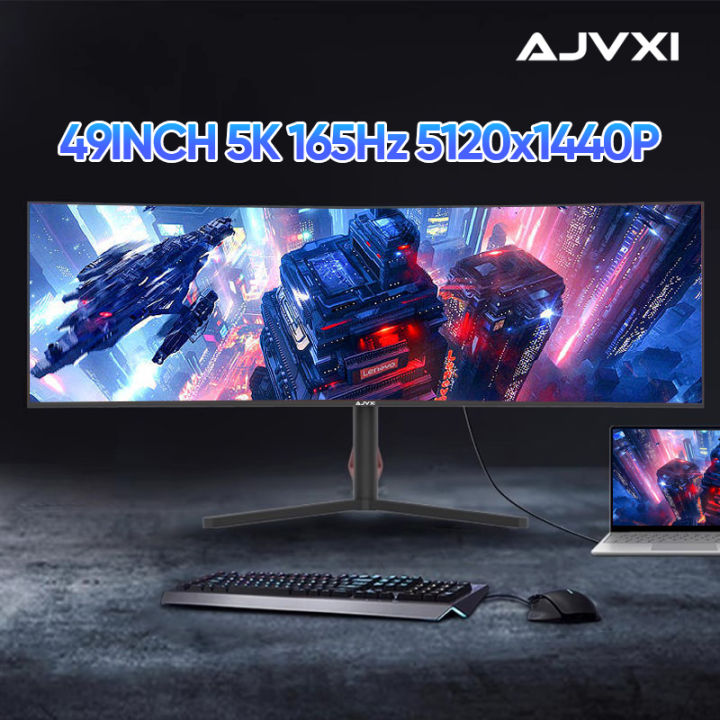 AJVXI 49 Inch Curved Gaming Monitor 32:9 Screen 5120X1440P WQHD ...