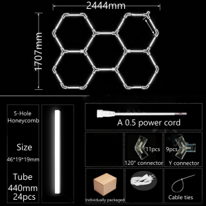 Honeycomb Hexagon Light led Workshop LightDIY Easy Install 6000K White for Car Beauty Station