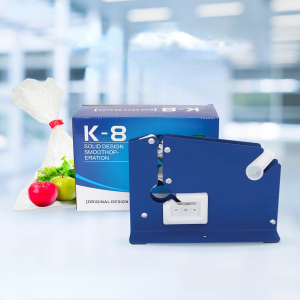 เครื่องรัดปากถุง แท่นเทปรัดปากถุง เครื่องรัดถุงผัก รุ่น K-8 (สีน้ำเงิน)