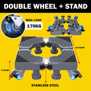 【Ready Stock】New Model Adjustable Heavy Duty Base Movable Wheel Rack For Fridge Refrigerator Washing Machine Trolley Troli Peti Sejuk