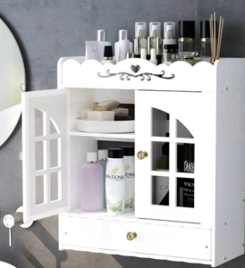 DIY MULTI PURPOSE BATHROOM KITCHEN WALL MOUNTED SHELF COSMETIC CABINET STORAGE RACK