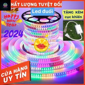 Cuộn 100m Dây Đèn LED 2835 220V có kèm nguồn nối sẵn trang trí 1 hàng bóng tặng kèm nguồn