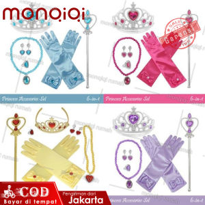 [MAMASILO] BANDO MAHKOTA SARUNG TANGAN TONGKAT PRINCESS set 6 in 1 mahkota kostum princess set lengkap