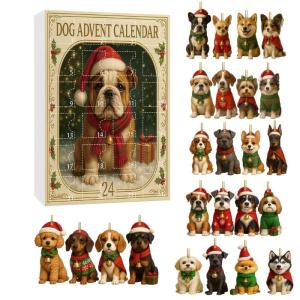 Christmas Festive Dog Themed Advent Calendar Blind Boxes 24 Pieces Acrylic Ornaments Set For Family Holiday Activities