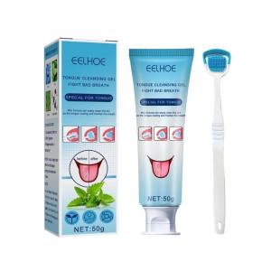 [SG seller] Tongue Coating Cleaning Gel Brush Scraper Oral Care Prevents Ulcers Remove Odors Fresh Breath halal 舌苔清潔
