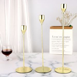 KISSCAT Durable 1/3 Pcs Exquisite Candlelight Dinner Room Decoration Luxury Metal Candlestick Tabletop Ornament Candle Stand Home Decor