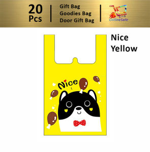 Gift Bag 20pcs Goodies Bag Door Gift Birthday Wedding School Party (56) Smile Sunny Nice Yellow Cartoon Tote Kindergarten snacks Plastic Bag