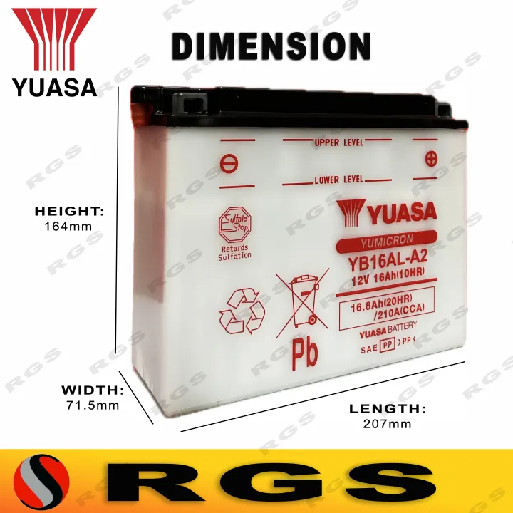 Yuasa%20YB16AL-A2%20(For%20YAMAHA%20VMAX%201200%20/%20VIRAGO%20750)%20motorcycle%20battery%20-%20Image%203
