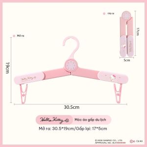 Móc Áo Gấp Gọn Sanrio Hello Kitty Du Lịch Có Kẹp Ẩn ABS PP LFB374