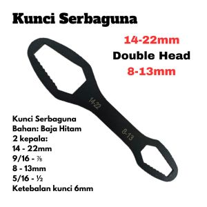 Kunci Ring Ring Serbaguna 14-22mm Double Head 8-13mm Wrench Adjustable Multifungsi