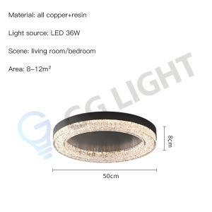 80CM Modern Luxury Style Led Ceiling Lamp For Living Room Bedroom Kitchen Study Round Black Copper Lamp Ceiling Chandelier Lights