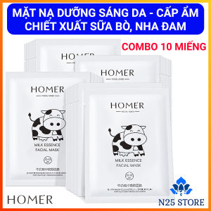 COMBO 10 Miếng Mặt Nạ Dưỡng Sáng Da Chiết Xuất Sữa Bò HOMER 25ml – Da Sáng Mịn Màng Bổ Sung Độ Ẩm Chống Lão Hóa Da