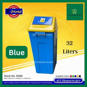 32L Garbage Big Recycling Trash Bin Trash Can Colored with Swing Cover Rubbish Segregation 6309
