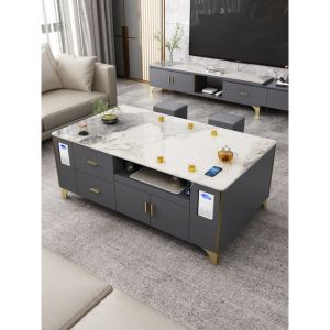 2023 New Living Room Multi-Functional Modern Light Luxury Net Red Rock Plate Kung Fu Tea Table with Induction Cooker Tea Table