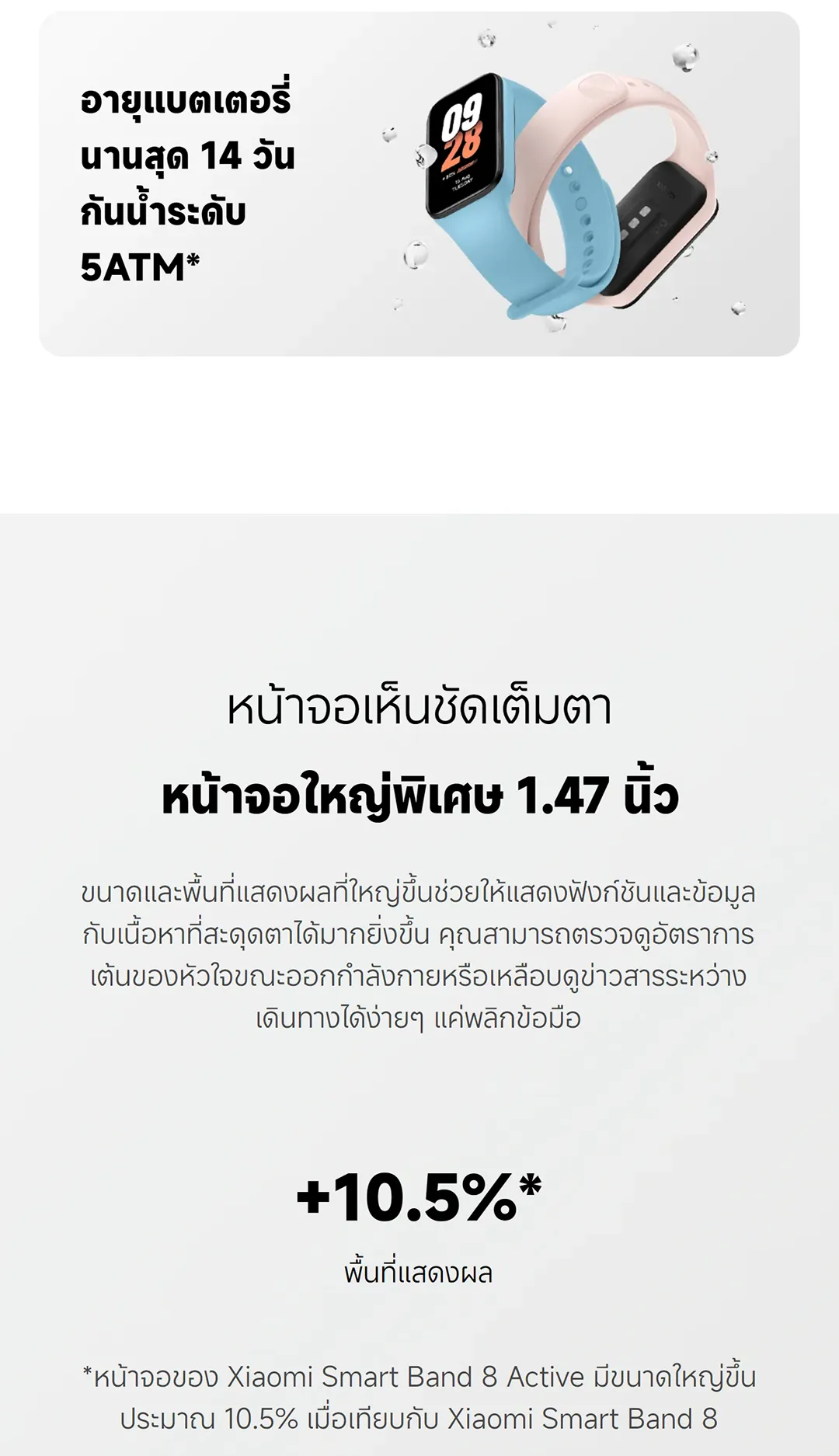 Xiaomi Mi Band 8 Active Smart Band8 นาฬิกาสมาร์ทวอทช์ จอแสดงผล 1.47" การวัดออกซิเจนในเลือด smart watch