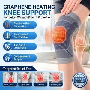 Graphene Thermal Knee Protector Thickened Warm Knee Wrap Anti-Slip Breathable Patella Support Knee Sleeves for Walking Sports and Daily Wear