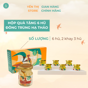 (Tặng muỗng gỗ đơn 450k)Yến Thị -Gói quà tặng Yến chưng đông trùng hạ thảo-yến sào Nha Trang 30% yến hũ 70ml