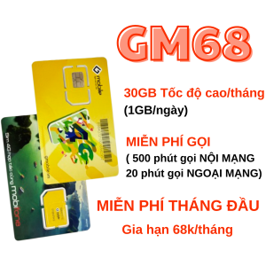 Sim 4G Gmobile Xài Data 1 Tháng Không Cần Nạp Có Sẵn 1GB/Ngày Mỗi Tháng Có 500 Phút Gọi Nội Mạng 20 Phút Gọi Ngoại Mạng | FREESHIP - CHƯA KÍCH HOẠT