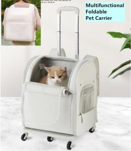 "SG SELLER" Multifunctional Foldable pet carrier Pet Rolling Carrier Korea Dog Backpack with Wheels CatsPuppies Travel Bag with Wheels Dog Trolley up to 9kg