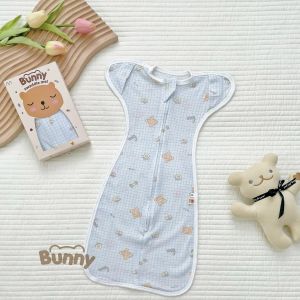 Nhộng chũn thông hơi cho bé mở tay Bunny KidMart giúp bé ngủ ngon giảm giật mình thoáng mát mềm mịn kháng khuẩn khoá 2 chiều tiện lợi