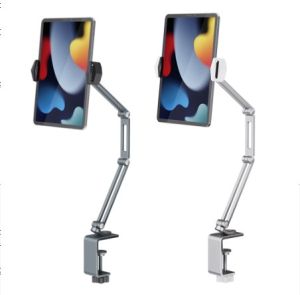 Mobile Phone Holder Foldable Arm Bracket 360 Adjustable Cell Phone Tablet Clip Home Lazy Bed Desktop Mount Support Smartphone Stand for 4-13 inches