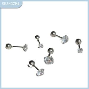 【SHANGZE4】 1 cặp 3 4 5mm pha lê zircon tai đinh tán Bông tai cho phụ nữ thép không gỉ sụn Xoắn Tai xương móng tay Xuyên Tai đồ trang sức quà tặng