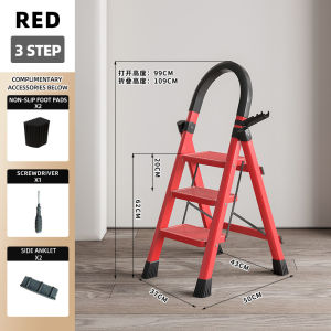 REAIM Tangga Lipat Aluminium 3/4/5/6/7 Step Tangga Lipat Multifungsi Carbon Steel Thicker Ladder